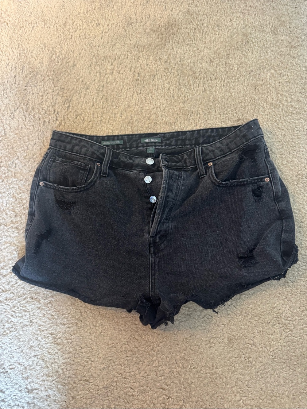 wild fable Black Distressed High-Rise Denim Shorts